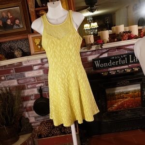 MATERIAL GIRL LEMON YELLOW FIT AND FLARE  DRESS L